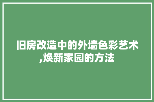 旧房改造中的外墙色彩艺术,焕新家园的方法