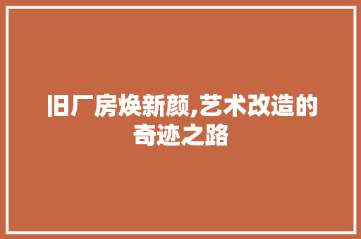 旧厂房焕新颜,艺术改造的奇迹之路
