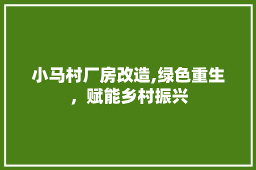 小马村厂房改造,绿色重生，赋能乡村振兴