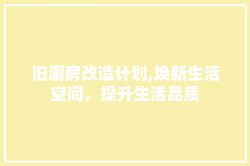 旧厨房改造计划,焕新生活空间，提升生活品质