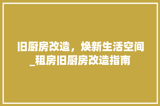 旧厨房改造，焕新生活空间_租房旧厨房改造指南