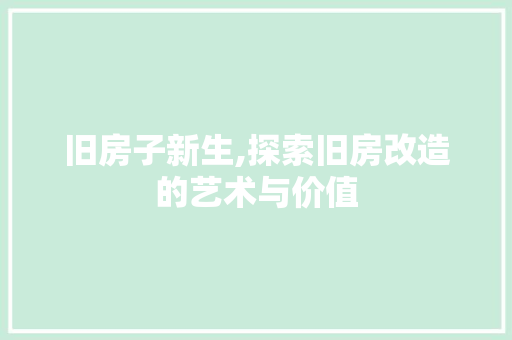 旧房子新生,探索旧房改造的艺术与价值