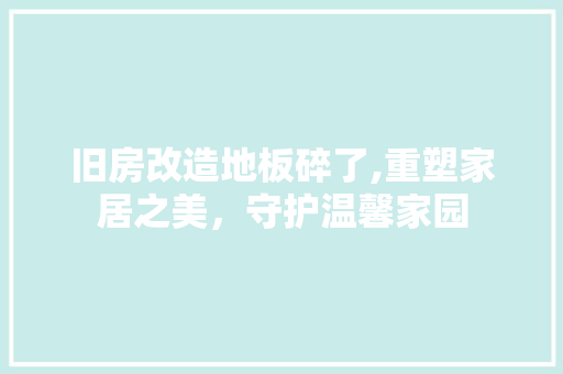 旧房改造地板碎了,重塑家居之美，守护温馨家园