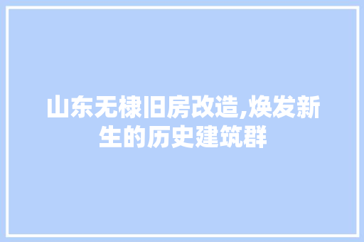 山东无棣旧房改造,焕发新生的历史建筑群