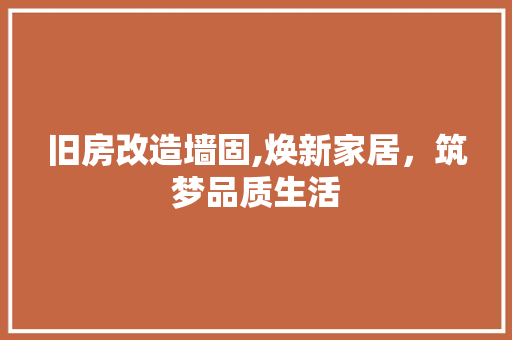 旧房改造墙固,焕新家居，筑梦品质生活