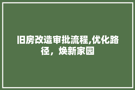 旧房改造审批流程,优化路径，焕新家园