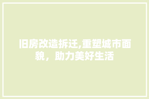 旧房改造拆迁,重塑城市面貌，助力美好生活