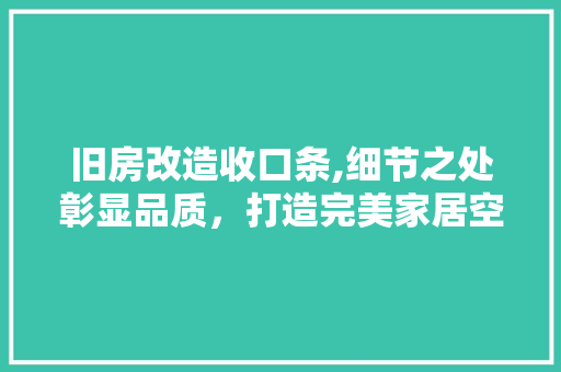 旧房改造收口条,细节之处彰显品质，打造完美家居空间