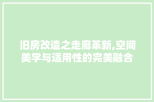 旧房改造之走廊革新,空间美学与适用性的完美融合