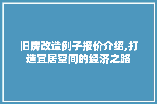 旧房改造例子报价介绍,打造宜居空间的经济之路