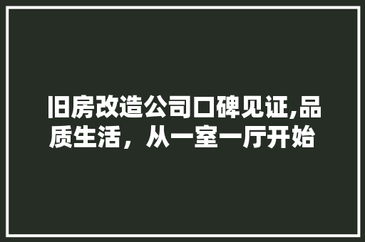 旧房改造公司口碑见证,品质生活，从一室一厅开始