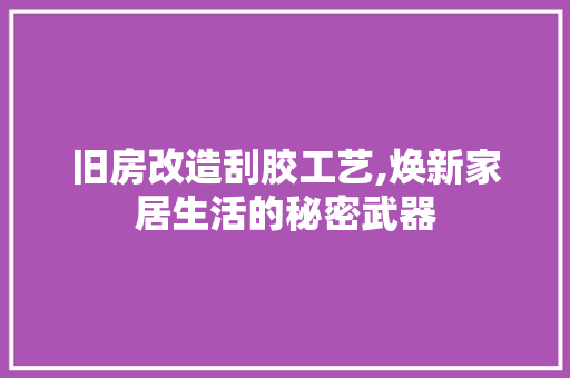 旧房改造刮胶工艺,焕新家居生活的秘密武器