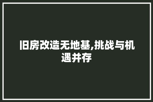 旧房改造无地基,挑战与机遇并存