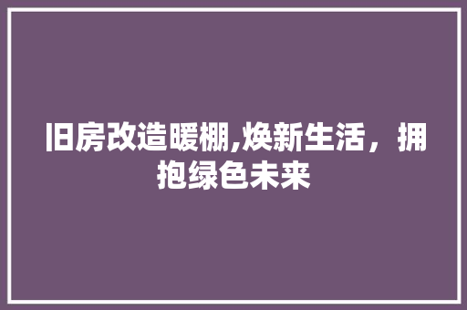 旧房改造暖棚,焕新生活，拥抱绿色未来