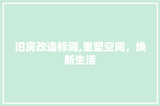 旧房改造标间,重塑空间，焕新生活