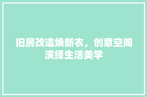 旧房改造焕新衣，创意空间演绎生活美学