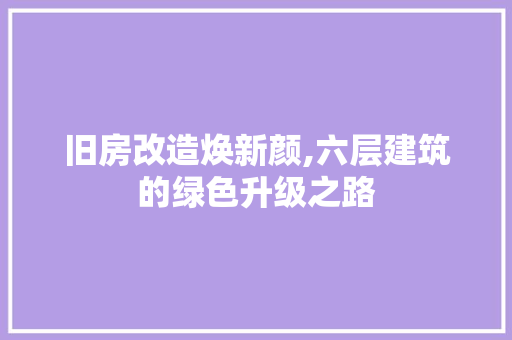 旧房改造焕新颜,六层建筑的绿色升级之路