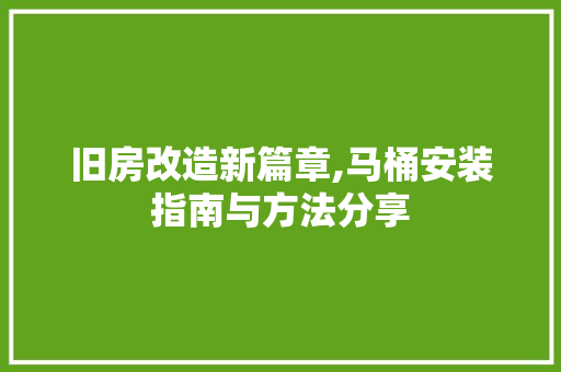 旧房改造新篇章,马桶安装指南与方法分享