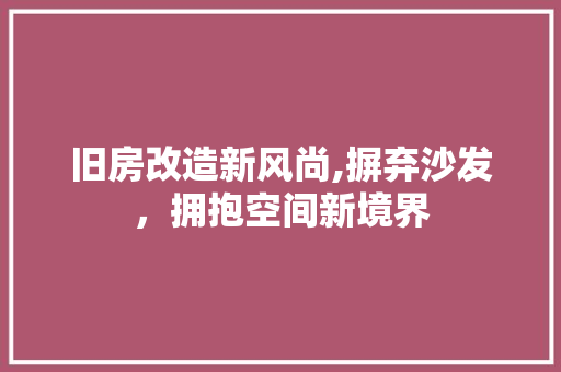 旧房改造新风尚,摒弃沙发，拥抱空间新境界
