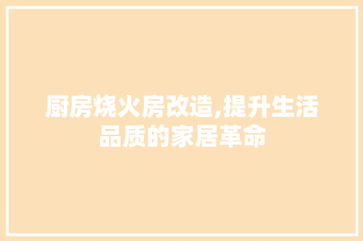 厨房烧火房改造,提升生活品质的家居革命