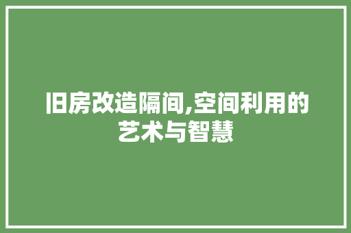 旧房改造隔间,空间利用的艺术与智慧