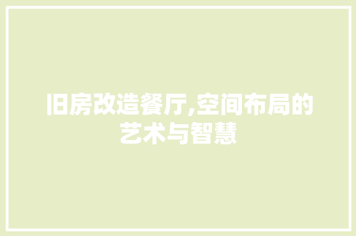 旧房改造餐厅,空间布局的艺术与智慧