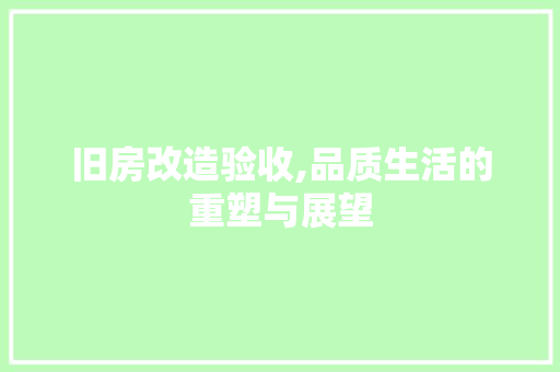 旧房改造验收,品质生活的重塑与展望