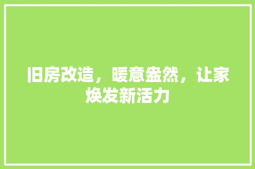旧房改造，暖意盎然，让家焕发新活力