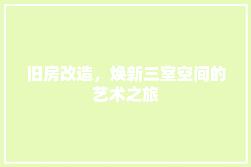 旧房改造，焕新三室空间的艺术之旅