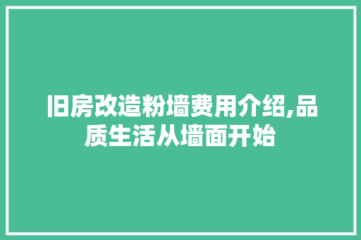 旧房改造粉墙费用介绍,品质生活从墙面开始