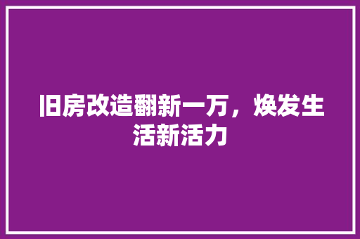 旧房改造翻新一万，焕发生活新活力