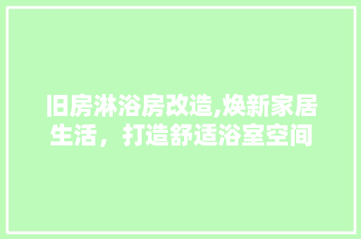 旧房淋浴房改造,焕新家居生活，打造舒适浴室空间