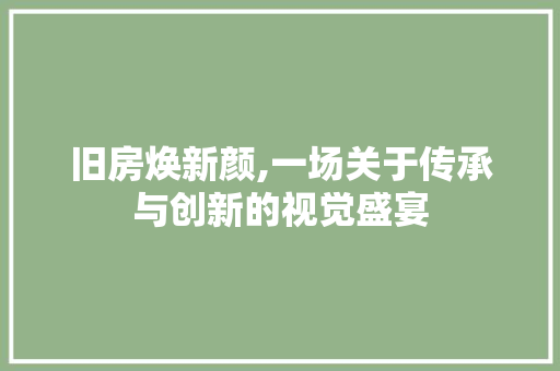 旧房焕新颜,一场关于传承与创新的视觉盛宴