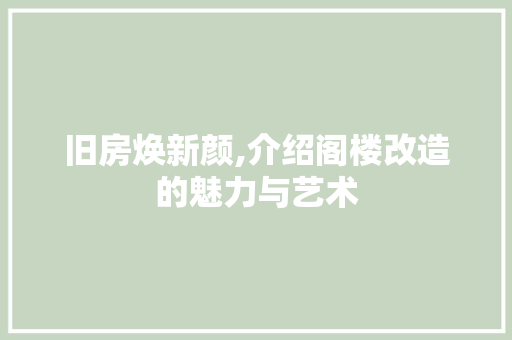 旧房焕新颜,介绍阁楼改造的魅力与艺术