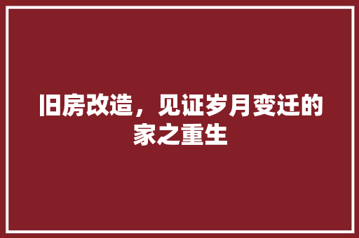 旧房改造，见证岁月变迁的家之重生