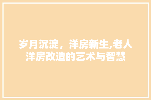 岁月沉淀，洋房新生,老人洋房改造的艺术与智慧