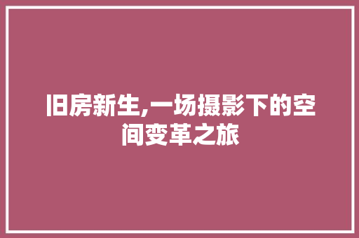 旧房新生,一场摄影下的空间变革之旅