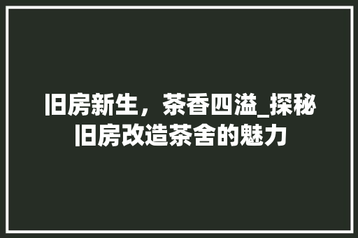 旧房新生，茶香四溢_探秘旧房改造茶舍的魅力