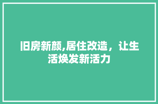 旧房新颜,居住改造，让生活焕发新活力