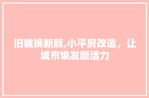 旧貌换新颜,小平房改造，让城市焕发新活力