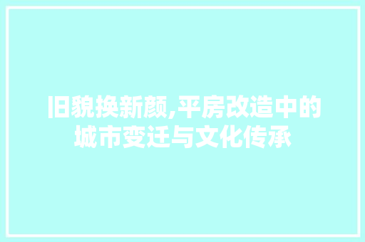 旧貌换新颜,平房改造中的城市变迁与文化传承