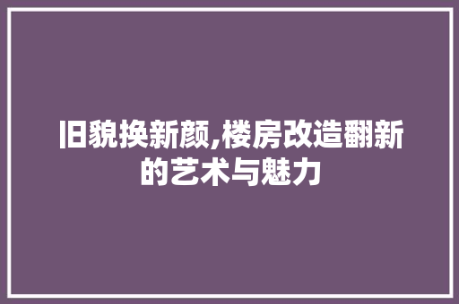 旧貌换新颜,楼房改造翻新的艺术与魅力