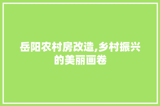 岳阳农村房改造,乡村振兴的美丽画卷
