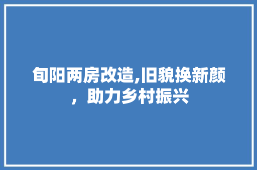 旬阳两房改造,旧貌换新颜，助力乡村振兴
