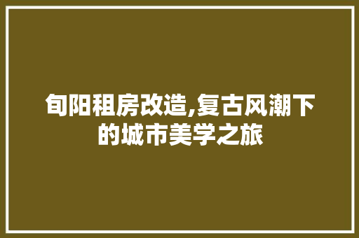 旬阳租房改造,复古风潮下的城市美学之旅