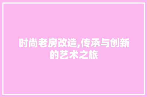 时尚老房改造,传承与创新的艺术之旅