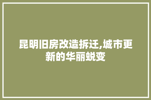 昆明旧房改造拆迁,城市更新的华丽蜕变