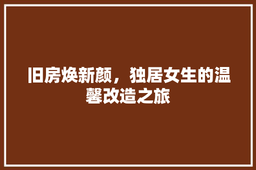 旧房焕新颜，独居女生的温馨改造之旅
