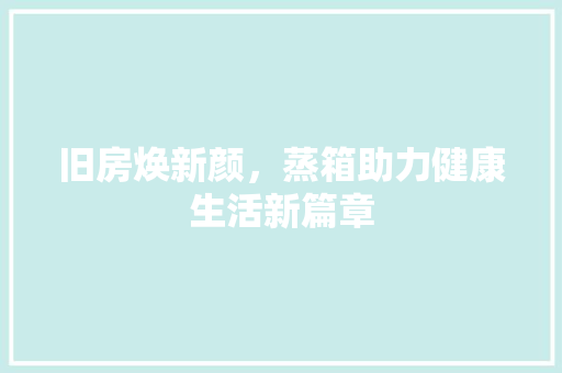 旧房焕新颜，蒸箱助力健康生活新篇章