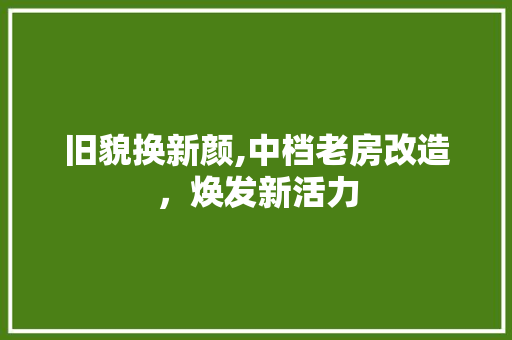 旧貌换新颜,中档老房改造，焕发新活力